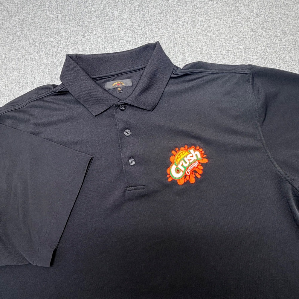 Monterey Club Mens XL Black Crush Orange Embroidered Performance Golf Polo Shirt